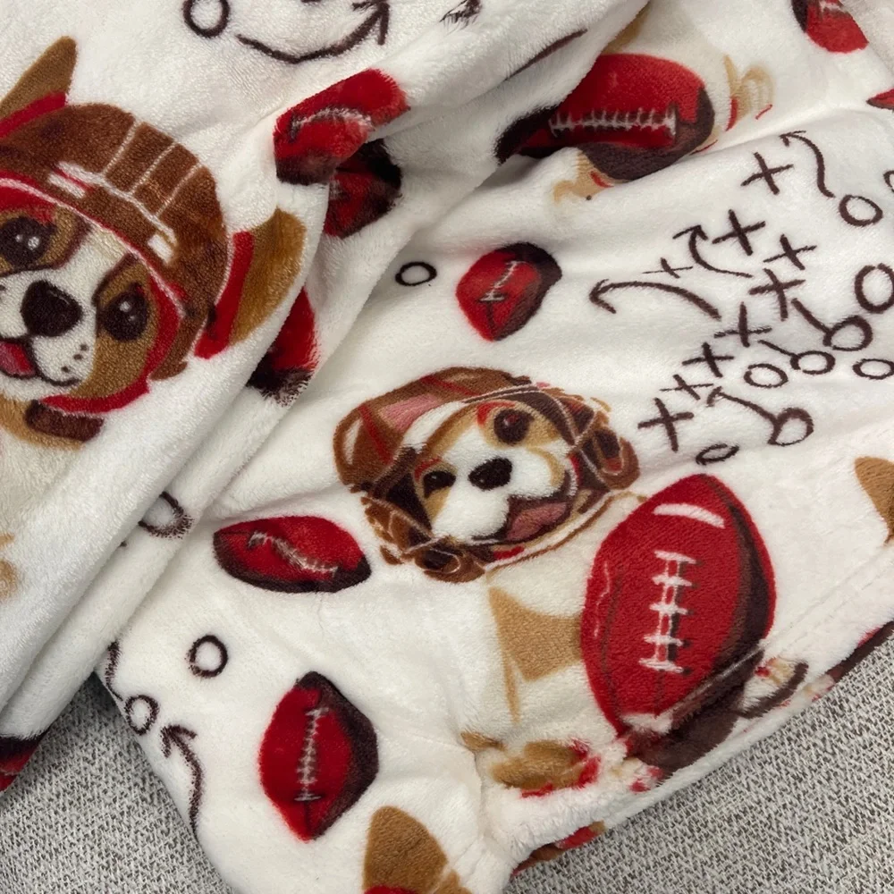 Fall Frenchies & Beagles Football Dogs French Bulldogs Plush Throw Blanket NWT